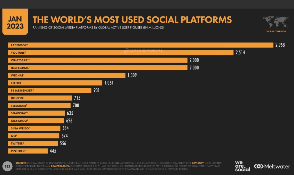 Social media na świecie - udział w rynku