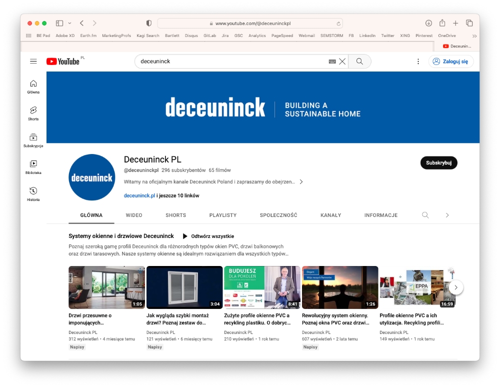 YT SEO - kanał Deceuninck